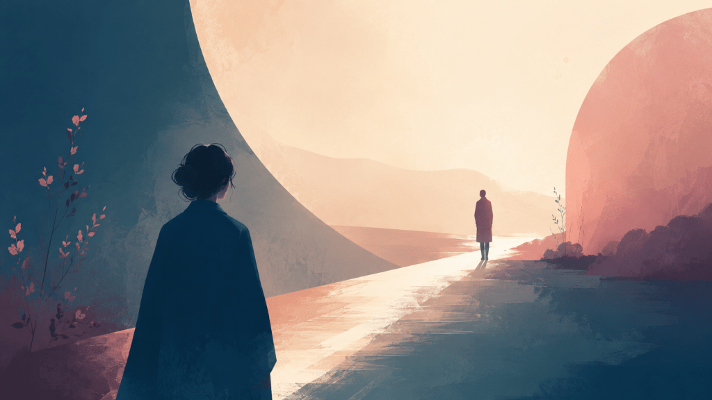 Verschiedene Menschen in Landschaft